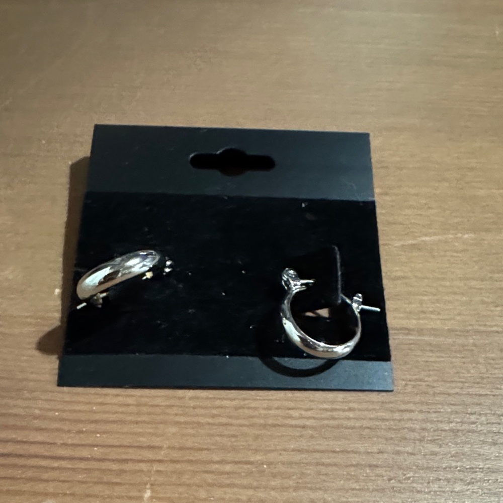 Faux Silver Hoop Earrings